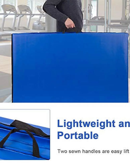 Load image into Gallery viewer, 4'X8'X2" New Folding Panel Gymnastics Mat, Perfect for Indoor/Outdoor Exercise(Blue)
