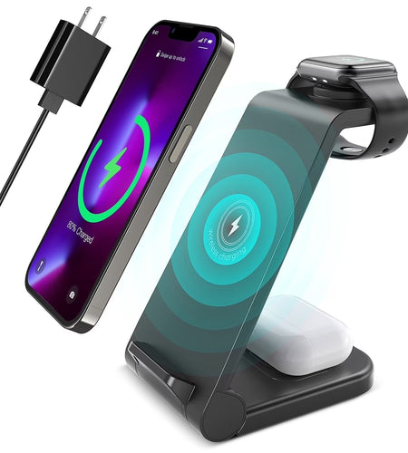 Wireless Charger for Iphone-23W 3 in 1 Fast Charging Station Compatible for Iphone 17/16E/15/14/13/12/11 Pro Max, Airpods 4/3/2/Pro, Iwatch Series 2-11, Samsung Charger Stand