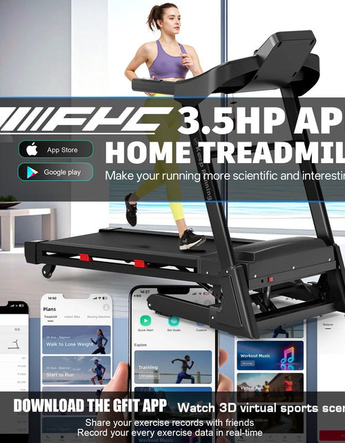 Load image into Gallery viewer, 400Lb Capacity 3.5 HP Treadmill with 15% Auto Incline for Home - Heavy Duty Foldable Treadmill with App/Bluetooth - 18 Inch Wide Belt Folding Treadmill
