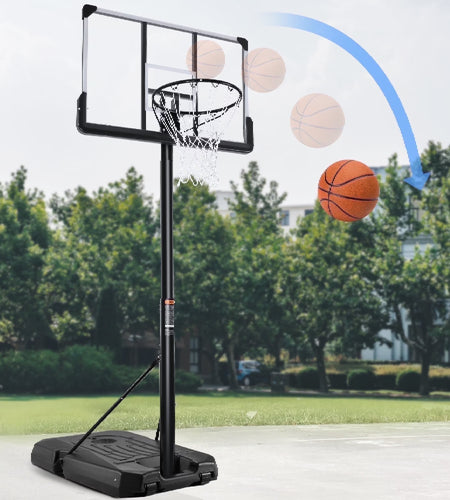 44In Basketball Hoop Portable Basketball System with Adjustable Height with Big Backboard and Large Base for Youth Adults Family Indoor Outdoor