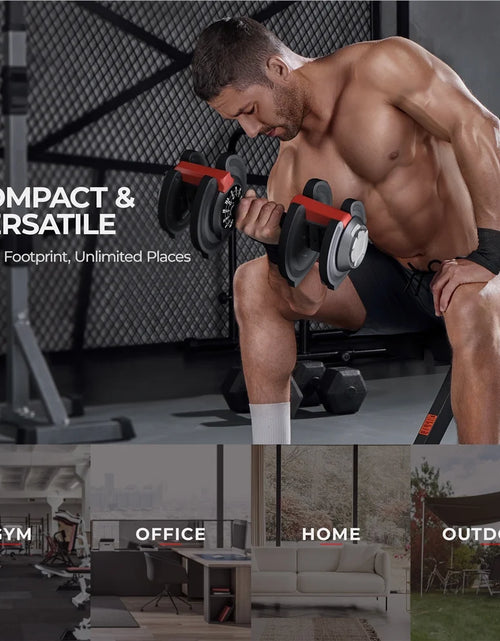 Load image into Gallery viewer, 3-In-1 Quick-Adjustable Dumbbell Weight Set, Black, 46.41 Lb
