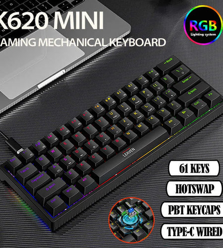 Keyboards 61 Keys 60% Mini Gaming Mechanical Keyboard RGB Hotswap Type-C Wired Gaming Keyboards Ergonomics Keyboard PBT Keycaps for Gamer T230215