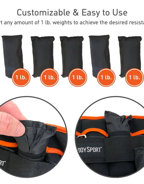 Load image into Gallery viewer, 1 Pound – 5 Pound Black/Black Adjustable Ankle Weights for Men, Women, and Kids – Workout Aid for Added Resistance
