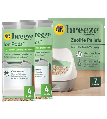 Purina  Breeze Cat Litter System Refill Pack with Ion Cat Litter Pads and Zeolite Pellet Cat Litter