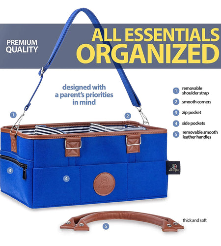 Diaper Caddy Organizer Bag Storage Tote for Baby Stuff Gifts for Moms Navy Blue