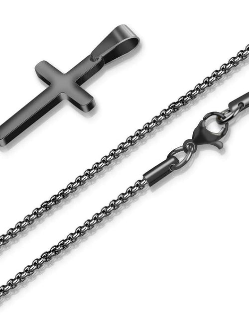Load image into Gallery viewer, Cross Necklace for Men - Stainless Steel Silver Gold Black Plain Cross Pendant Necklace Simple Jewelry Gifts, 16-24 Inches Chain
