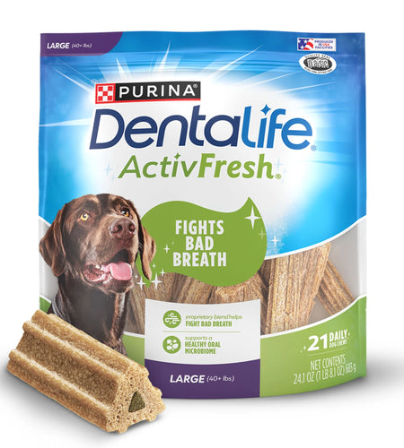 Purina  Activfresh Chicken Flavor Large Breed Adult Dog Dental Chews – 24.1 Oz Pouch (21 Ct)