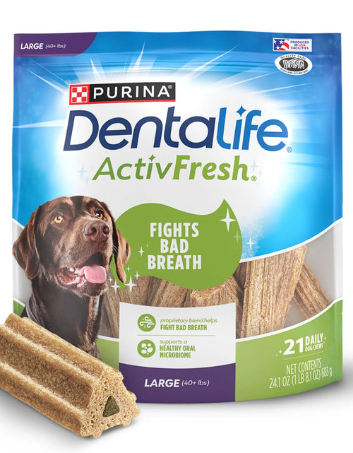 Load image into Gallery viewer, Purina  Activfresh Chicken Flavor Large Breed Adult Dog Dental Chews – 24.1 Oz Pouch (21 Ct)
