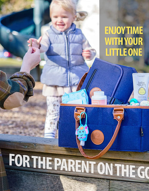 Load image into Gallery viewer, Diaper Caddy Organizer Bag Storage Tote for Baby Stuff Gifts for Moms Navy Blue
