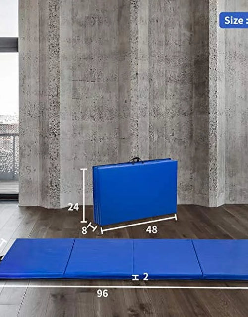 Load image into Gallery viewer, 4'X8'X2" New Folding Panel Gymnastics Mat, Perfect for Indoor/Outdoor Exercise(Blue)
