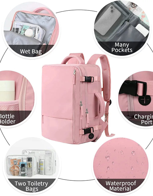 Load image into Gallery viewer, Extra Large Travel Backpack for Women,Carry on Backpack,17 Inch Laptop Backpack,Hiking Backpack,School Bag,Pink
