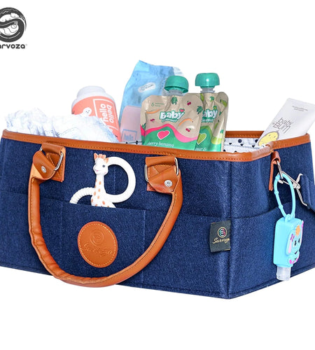 Diaper Caddy Organizer Bag Storage Tote for Baby Stuff Gifts for Moms Navy Blue