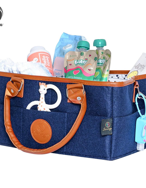 Load image into Gallery viewer, Diaper Caddy Organizer Bag Storage Tote for Baby Stuff Gifts for Moms Navy Blue
