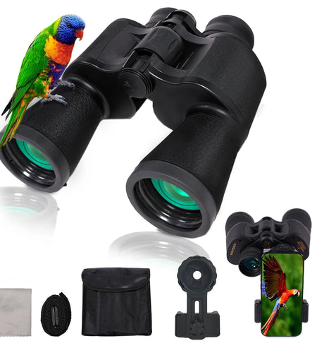 Binoculars, 20X50 Binoculars for Adults, Compact HD High Powered Binoculars with Low Night Vision 28Mm Large Field Binoculars with BAK4 Prism FMC Lens for Hunting Bird Watching Sports