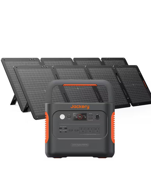 Load image into Gallery viewer, 2000W Output/4000W Peak Solar Generator 1000 plus Expandable Push Button Start Battery Lifepo4 W/Two 100W Solar Panels
