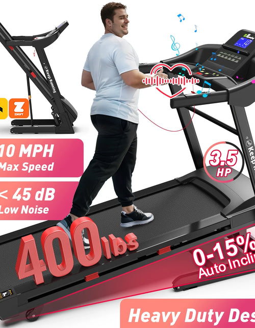 Load image into Gallery viewer, 400Lb Capacity 3.5 HP Treadmill with 15% Auto Incline for Home - Heavy Duty Foldable Treadmill with App/Bluetooth - 18 Inch Wide Belt Folding Treadmill
