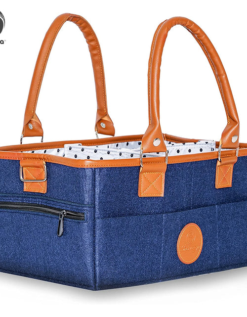 Load image into Gallery viewer, Diaper Caddy Organizer Bag Storage Tote for Baby Stuff Gifts for Moms Navy Blue
