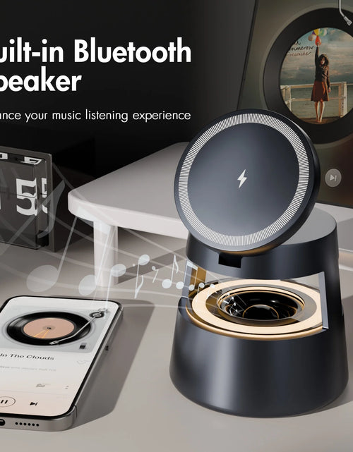 Load image into Gallery viewer, 5 in 1 Wireless Charging Station, 15W Fast Charging Wireless Charger for Iphone Airpods Iwatch with Magsafe,Bluetooth Speakers,Mushroom Light Compatible with Iphone 8 and above Series
