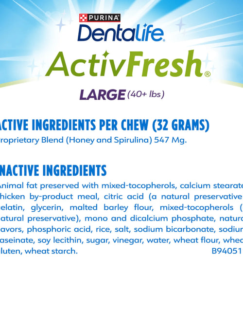 Load image into Gallery viewer, Purina  Activfresh Chicken Flavor Large Breed Adult Dog Dental Chews – 24.1 Oz Pouch (21 Ct)

