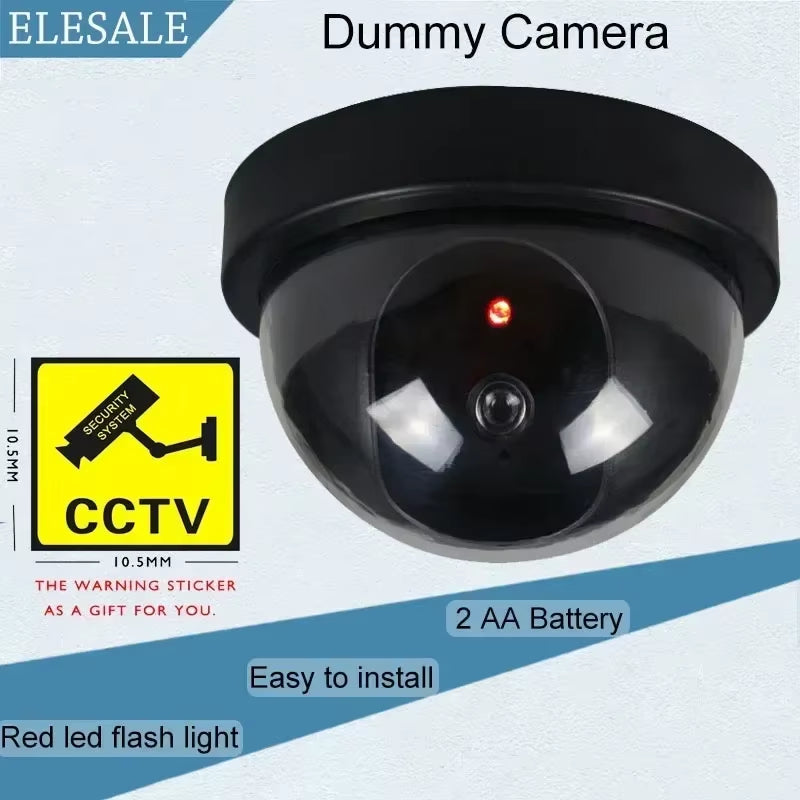 Creative Black Plastic Dome CCTV Dummy Camera Flashing Led Fake Camera Power via AA Battery Surveillance Security System