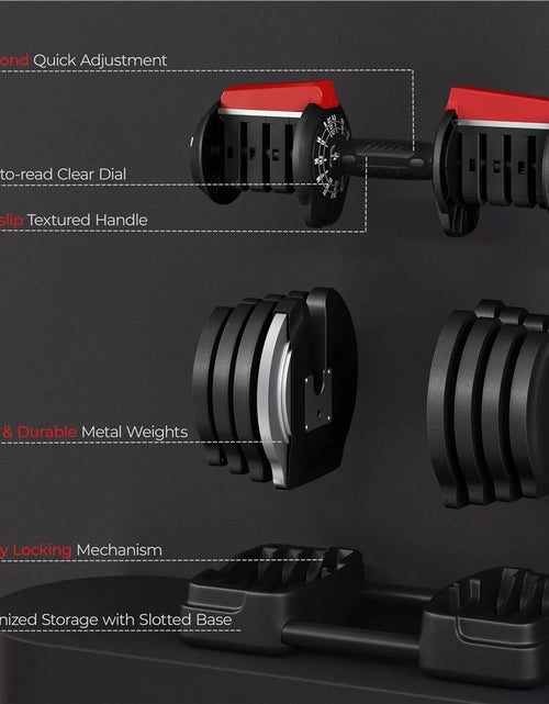 Load image into Gallery viewer, 3-In-1 Quick-Adjustable Dumbbell Weight Set, Black, 46.41 Lb
