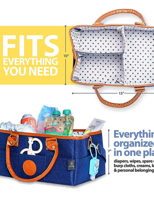 Load image into Gallery viewer, Diaper Caddy Organizer Bag Storage Tote for Baby Stuff Gifts for Moms Navy Blue
