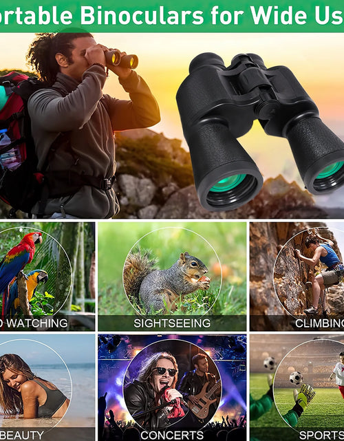 Load image into Gallery viewer, Binoculars, 20X50 Binoculars for Adults, Compact HD High Powered Binoculars with Low Night Vision 28Mm Large Field Binoculars with BAK4 Prism FMC Lens for Hunting Bird Watching Sports
