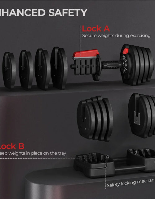 Load image into Gallery viewer, 3-In-1 Quick-Adjustable Dumbbell Weight Set, Black, 46.41 Lb
